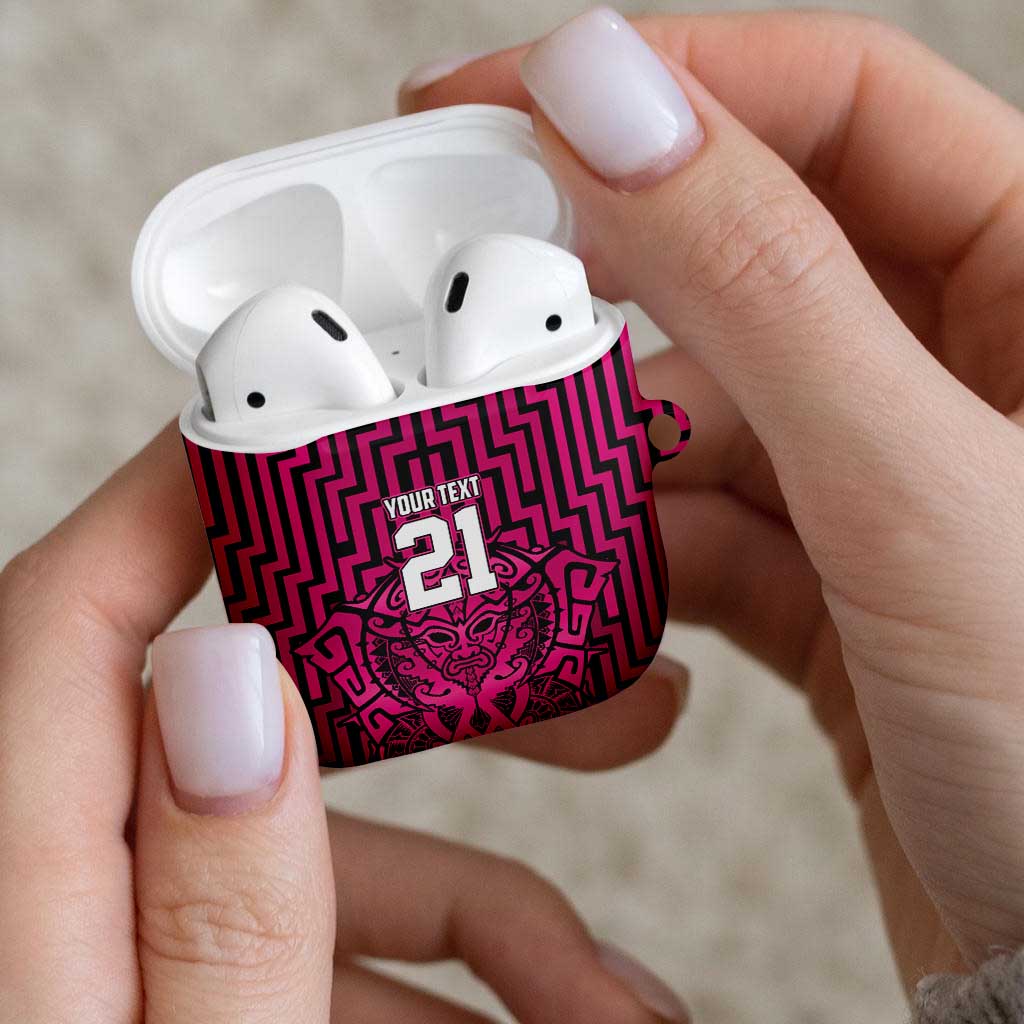 Custom Basketball New Zealand AirPods Case Pink Maori Ta Moko Indigenous - Aussie Hoodie