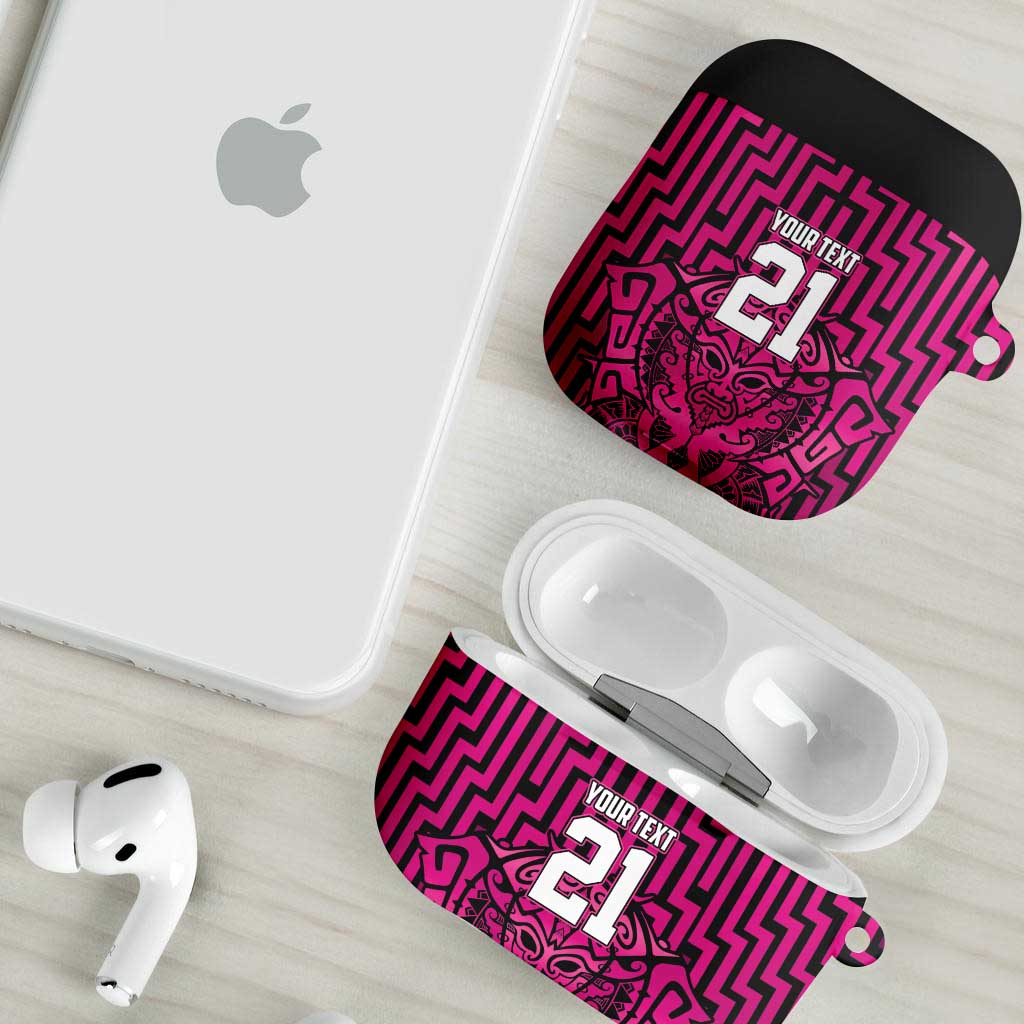 Custom Basketball New Zealand AirPods Case Pink Maori Ta Moko Indigenous - Aussie Hoodie