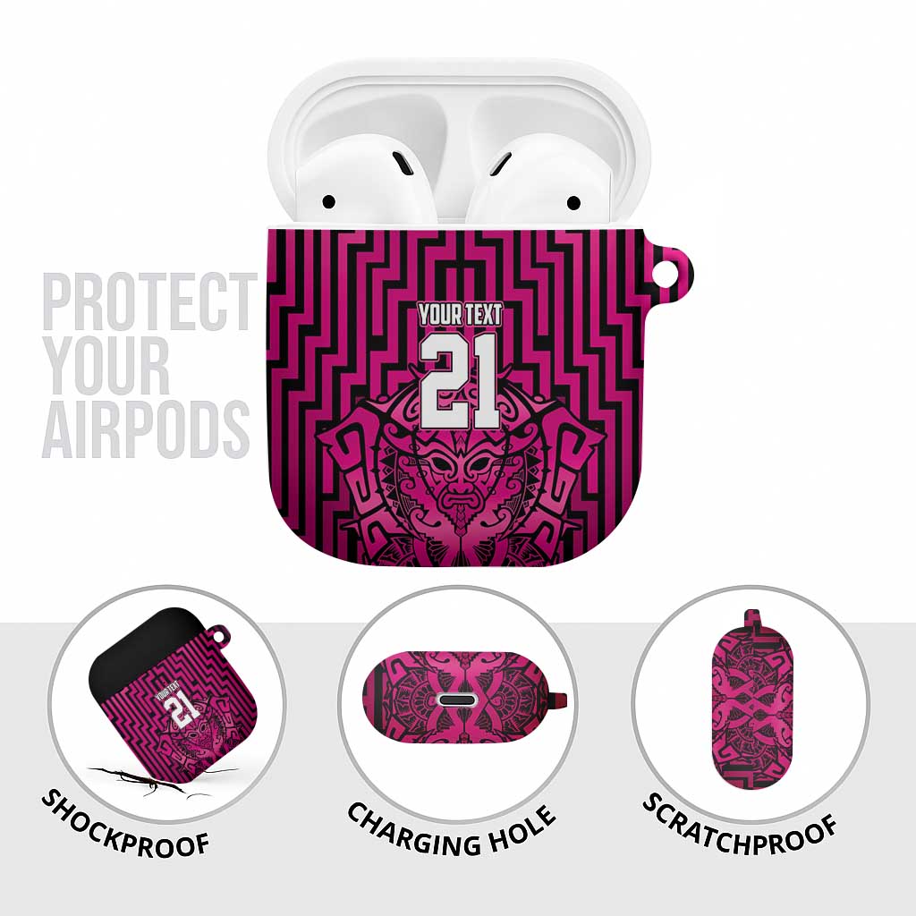 Custom Basketball New Zealand AirPods Case Pink Maori Ta Moko Indigenous - Aussie Hoodie