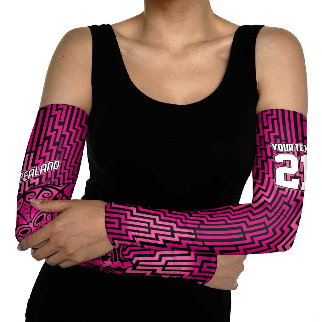Custom Basketball New Zealand Arm Sleeves Pink Maori Ta Moko Indigenous - Aussie Hoodie