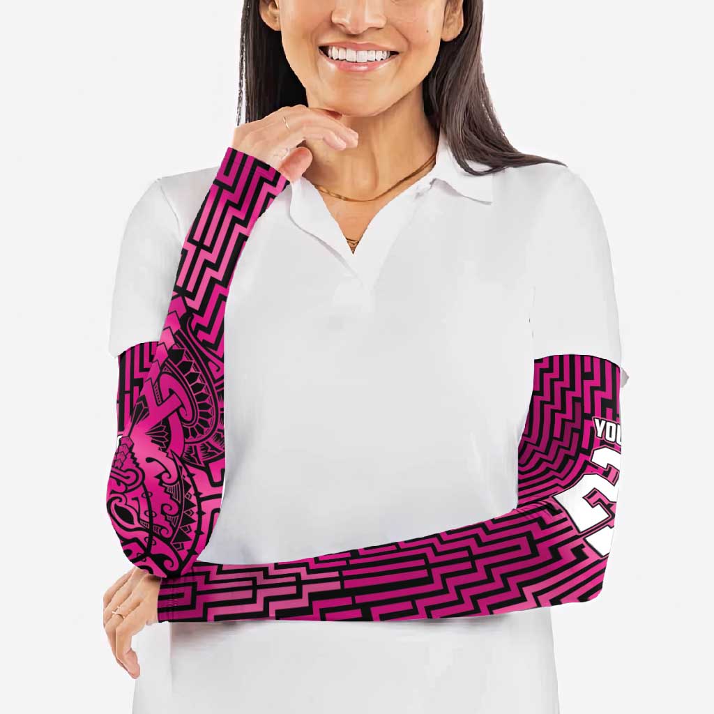 Custom Basketball New Zealand Arm Sleeves Pink Maori Ta Moko Indigenous - Aussie Hoodie