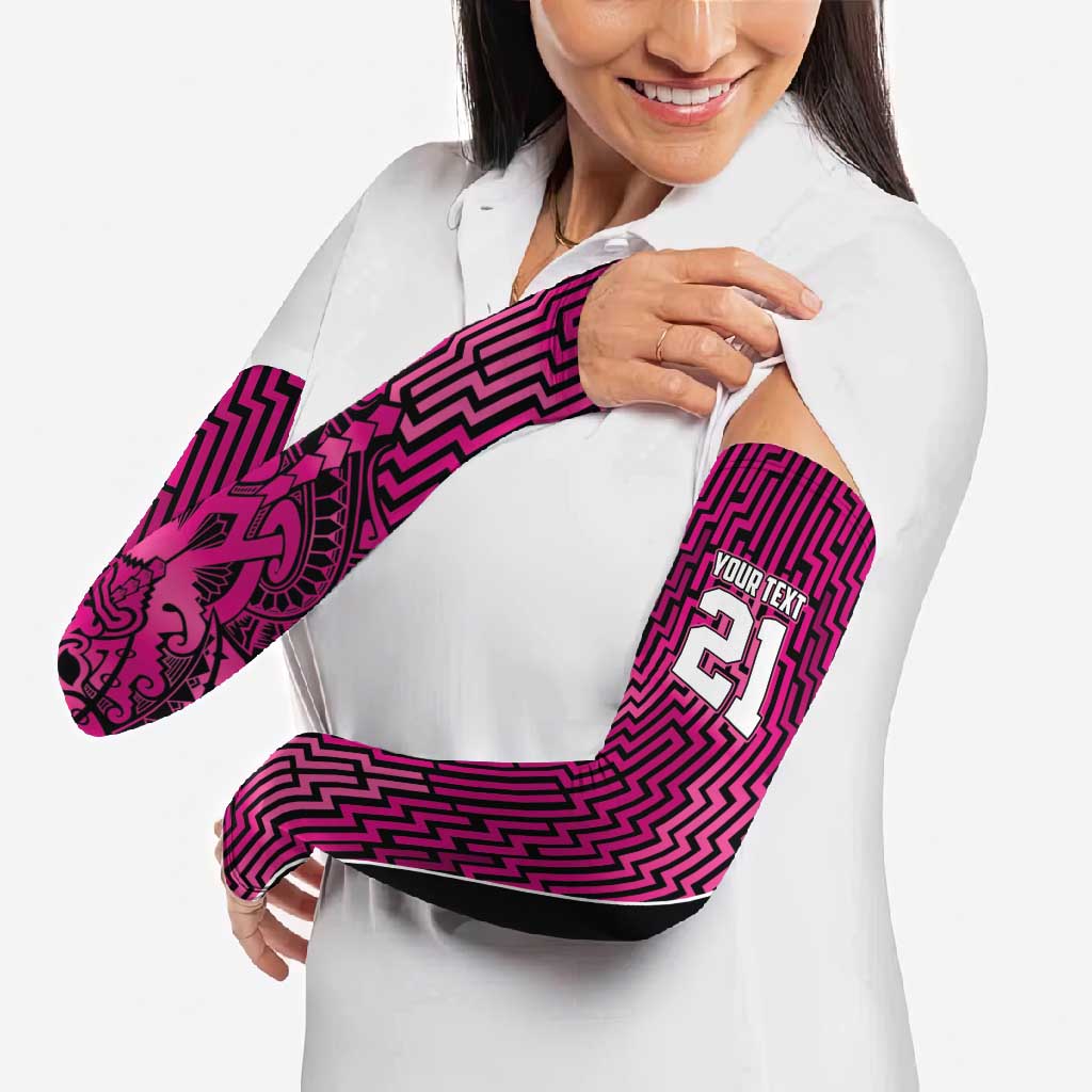 Custom Basketball New Zealand Arm Sleeves Pink Maori Ta Moko Indigenous - Aussie Hoodie