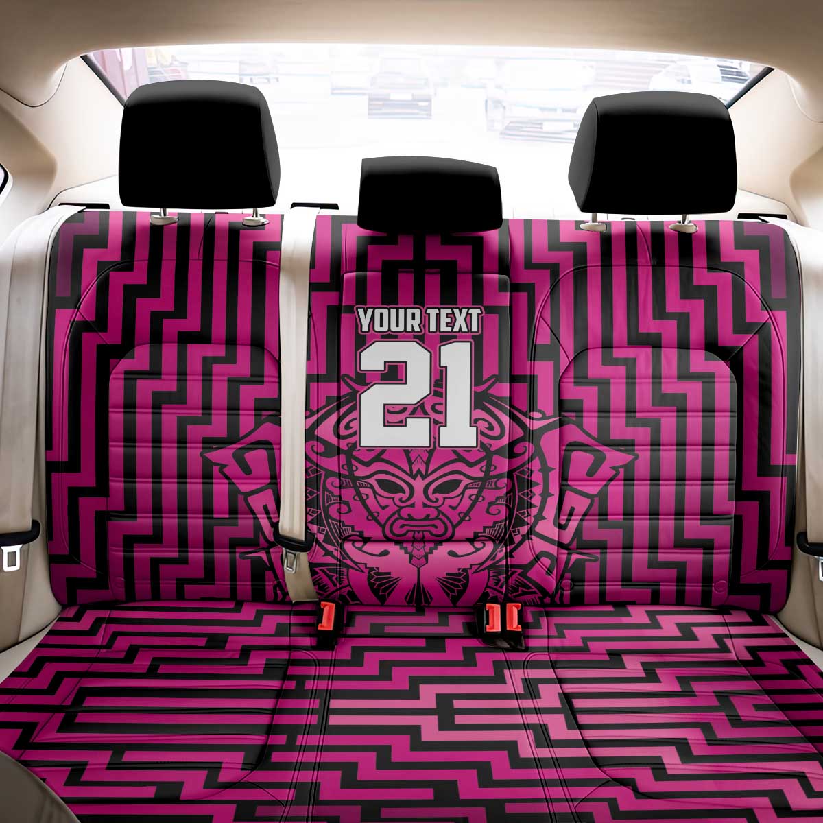 Custom Basketball New Zealand Back Car Seat Cover Pink Maori Ta Moko Indigenous - Aussie Hoodie