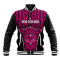 Custom Basketball New Zealand Baseball Jacket Pink Maori Ta Moko Indigenous - Aussie Hoodie