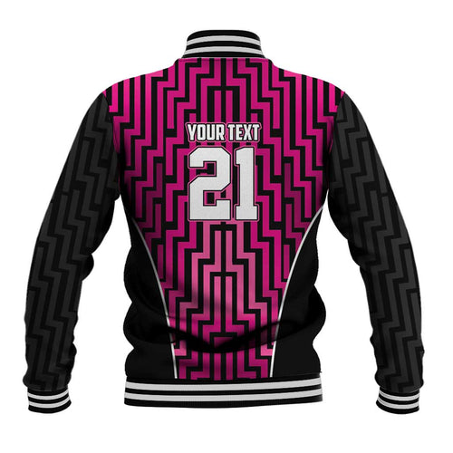 Custom Basketball New Zealand Baseball Jacket Pink Maori Ta Moko Indigenous - Aussie Hoodie
