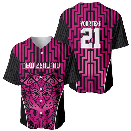 Custom Basketball New Zealand Baseball Jersey Pink Maori Ta Moko Indigenous - Aussie Hoodie
