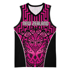 Custom Basketball New Zealand Basketball Jersey Pink Maori Ta Moko Indigenous - Aussie Hoodie