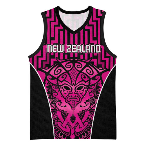 Custom Basketball New Zealand Basketball Jersey Pink Maori Ta Moko Indigenous - Aussie Hoodie