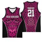 Custom Basketball New Zealand Basketball Jersey Pink Maori Ta Moko Indigenous - Aussie Hoodie