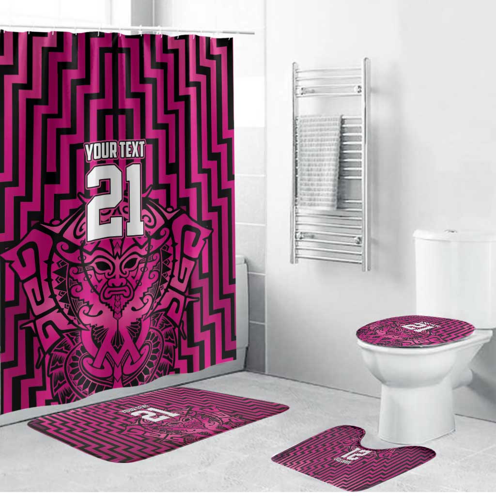 Custom Basketball New Zealand Bathroom Set Pink Maori Ta Moko Indigenous - Aussie Hoodie