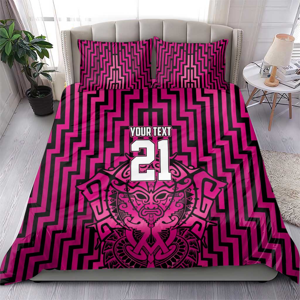 Custom Basketball New Zealand Bedding Set Pink Maori Ta Moko Indigenous - Aussie Hoodie