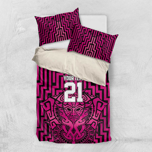 Custom Basketball New Zealand Bedding Set Pink Maori Ta Moko Indigenous - Aussie Hoodie
