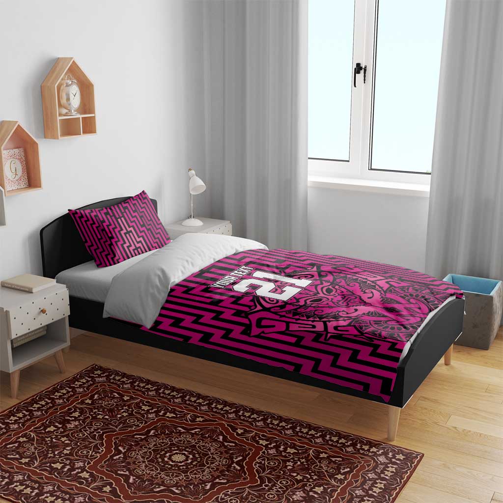 Custom Basketball New Zealand Bedding Set Pink Maori Ta Moko Indigenous - Aussie Hoodie