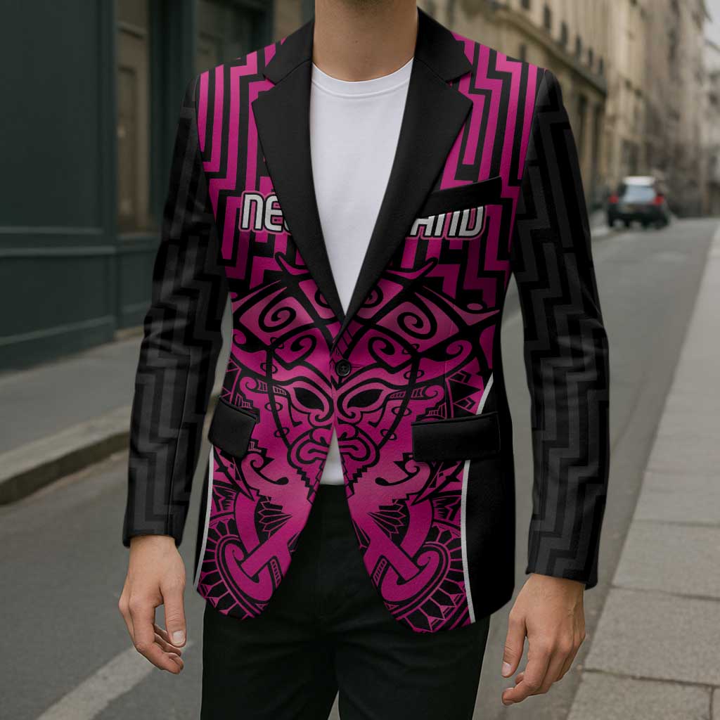 Custom Basketball New Zealand Blazer Pink Maori Ta Moko Indigenous - Aussie Hoodie