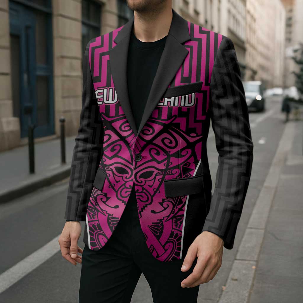 Custom Basketball New Zealand Blazer Pink Maori Ta Moko Indigenous - Aussie Hoodie