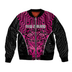 Custom Basketball New Zealand Bomber Jacket Pink Maori Ta Moko Indigenous - Aussie Hoodie