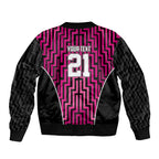 Custom Basketball New Zealand Bomber Jacket Pink Maori Ta Moko Indigenous - Aussie Hoodie