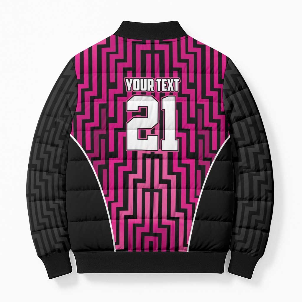 Custom Basketball New Zealand Bomber Puffer Jacket Pink Maori Ta Moko Indigenous - Aussie Hoodie