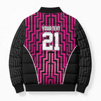 Custom Basketball New Zealand Bomber Puffer Jacket Pink Maori Ta Moko Indigenous - Aussie Hoodie