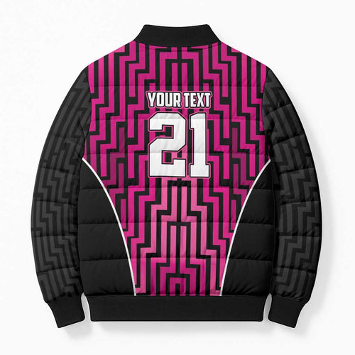 Custom Basketball New Zealand Bomber Puffer Jacket Pink Maori Ta Moko Indigenous - Aussie Hoodie