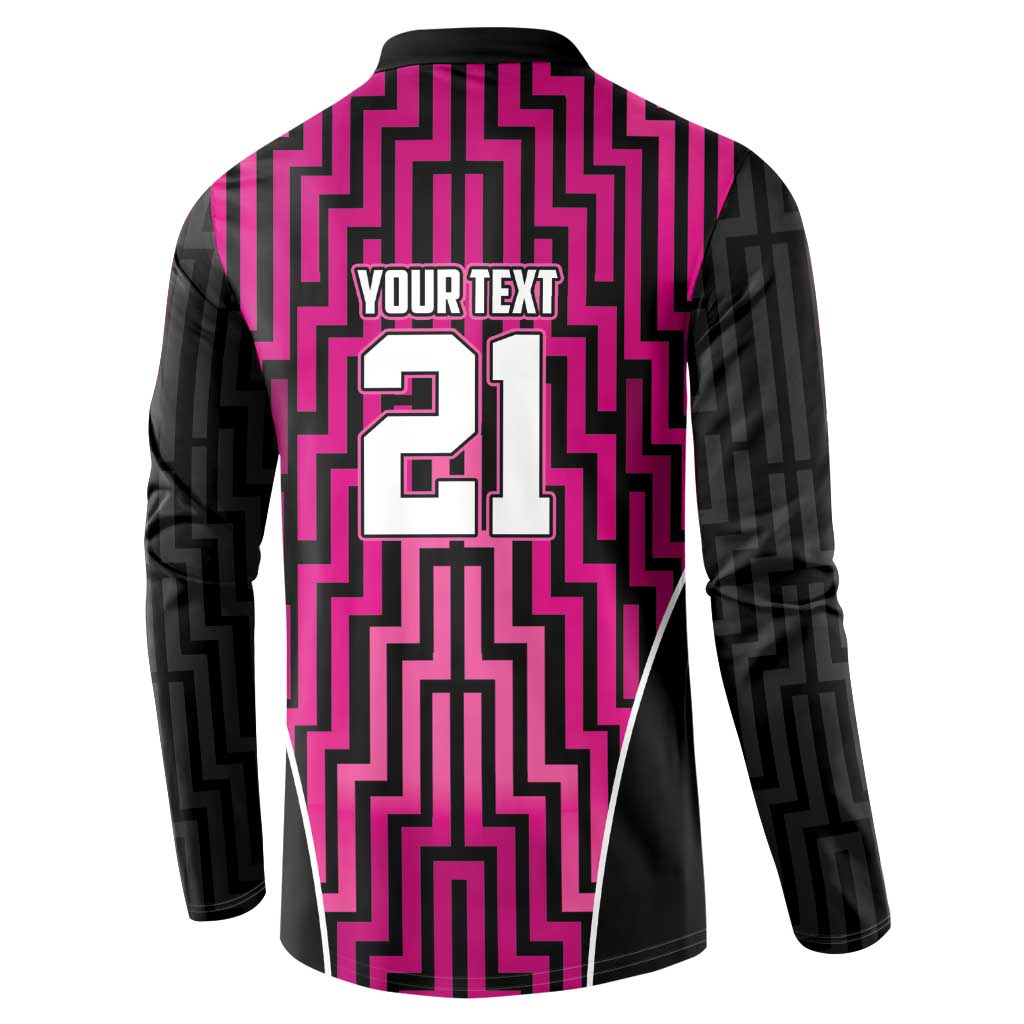 Custom Basketball New Zealand Button Sweatshirt Pink Maori Ta Moko Indigenous - Aussie Hoodie