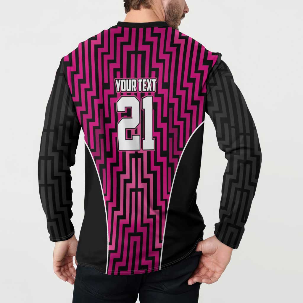 Custom Basketball New Zealand Button Sweatshirt Pink Maori Ta Moko Indigenous - Aussie Hoodie