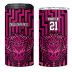 Custom Basketball New Zealand 4 in 1 Can Cooler Tumbler Pink Maori Ta Moko Indigenous - Aussie Hoodie
