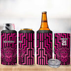 Custom Basketball New Zealand 4 in 1 Can Cooler Tumbler Pink Maori Ta Moko Indigenous - Aussie Hoodie