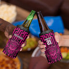 Custom Basketball New Zealand 4 in 1 Can Cooler Tumbler Pink Maori Ta Moko Indigenous - Aussie Hoodie