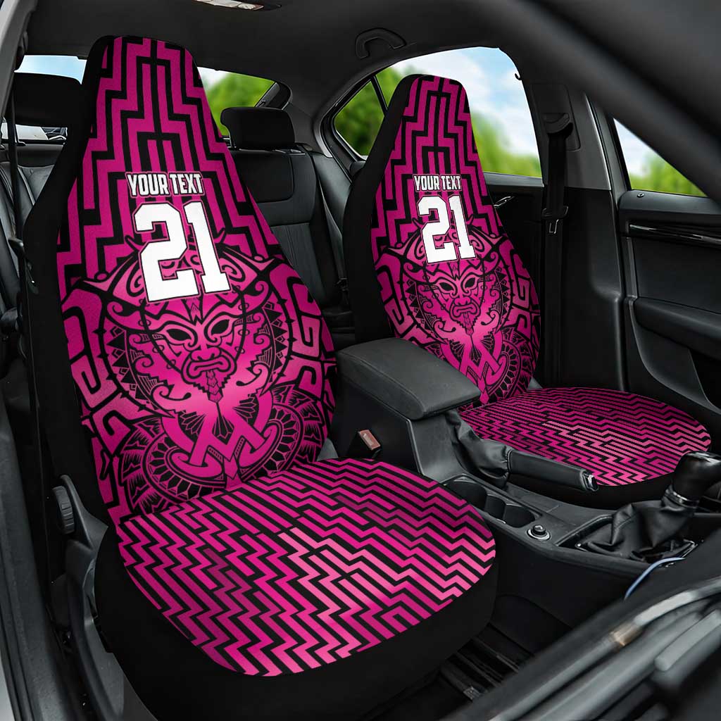 Custom Basketball New Zealand Car Seat Cover Pink Maori Ta Moko Indigenous - Aussie Hoodie