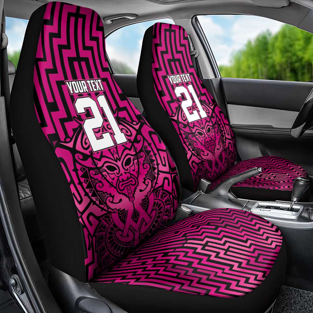 Custom Basketball New Zealand Car Seat Cover Pink Maori Ta Moko Indigenous - Aussie Hoodie