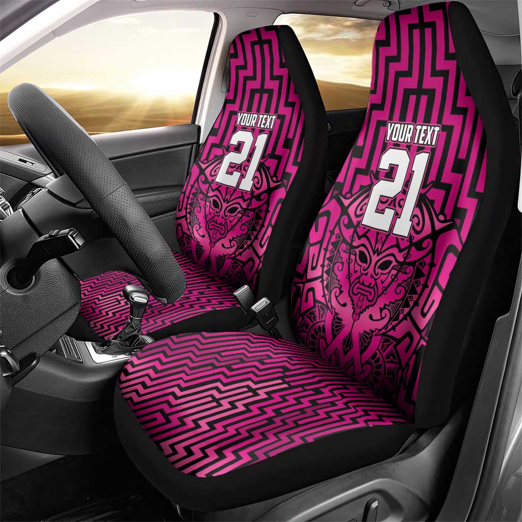Custom Basketball New Zealand Car Seat Cover Pink Maori Ta Moko Indigenous - Aussie Hoodie