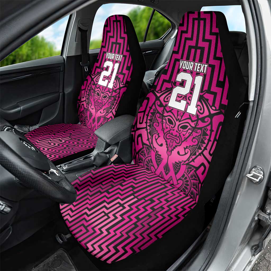 Custom Basketball New Zealand Car Seat Cover Pink Maori Ta Moko Indigenous - Aussie Hoodie