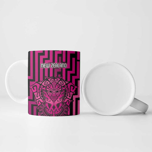 Custom Basketball New Zealand Ceramic Mug Pink Maori Ta Moko Indigenous - Aussie Hoodie