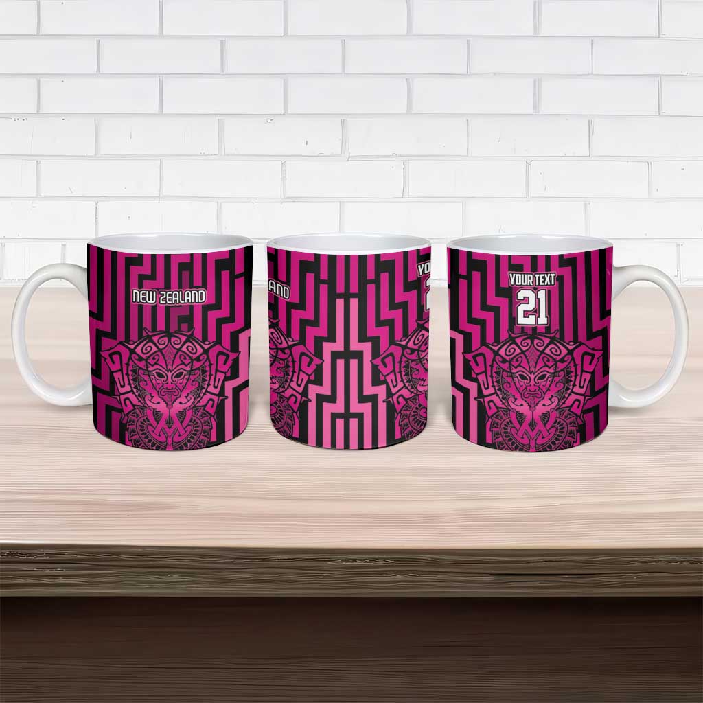 Custom Basketball New Zealand Ceramic Mug Pink Maori Ta Moko Indigenous - Aussie Hoodie