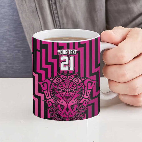 Custom Basketball New Zealand Ceramic Mug Pink Maori Ta Moko Indigenous - Aussie Hoodie