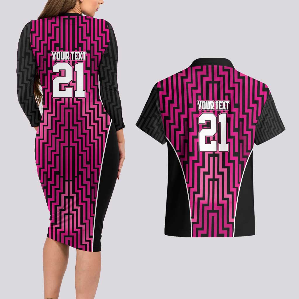 Custom Basketball New Zealand Couples Matching Long Sleeve Bodycon Dress and Hawaiian Shirt Pink Maori Ta Moko Indigenous - Aussie Hoodie