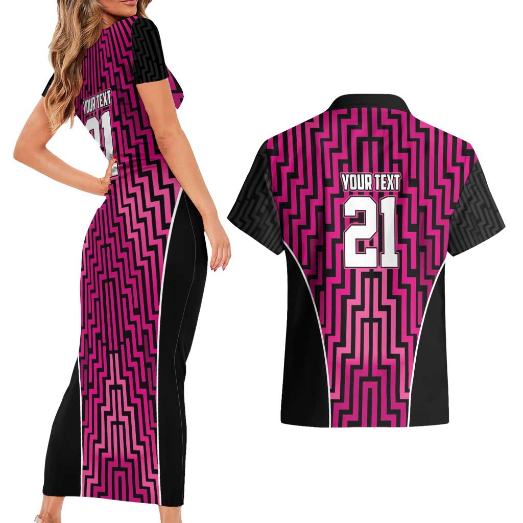 Custom Basketball New Zealand Couples Matching Short Sleeve Bodycon Dress and Hawaiian Shirt Pink Maori Ta Moko Indigenous - Aussie Hoodie