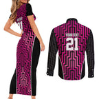 Custom Basketball New Zealand Couples Matching Short Sleeve Bodycon Dress and Long Sleeve Button Shirt Pink Maori Ta Moko Indigenous - Aussie Hoodie