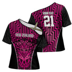 Custom Basketball New Zealand Cross Shoulder Shirt Pink Maori Ta Moko Indigenous - Aussie Hoodie