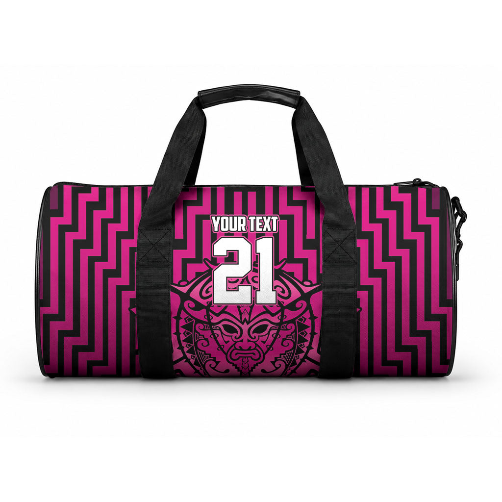 Custom Basketball New Zealand Duffle Bag Pink Maori Ta Moko Indigenous