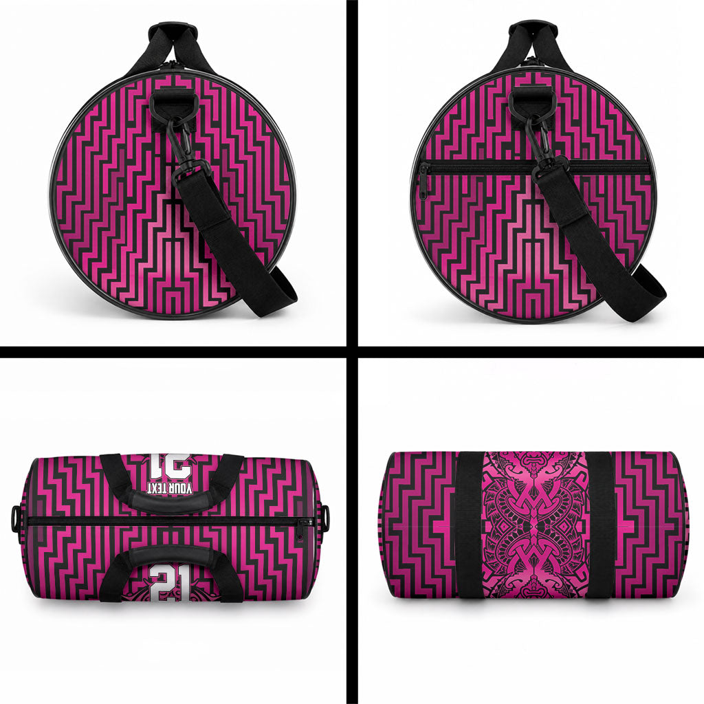 Custom Basketball New Zealand Duffle Bag Pink Maori Ta Moko Indigenous