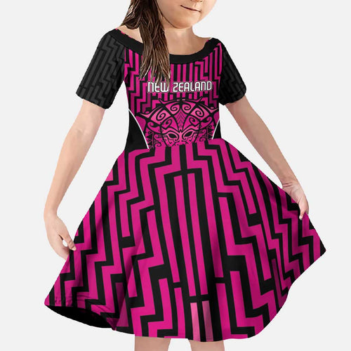 Custom Basketball New Zealand Family Matching Long Sleeve Bodycon Dress and Hawaiian Shirt Pink Maori Ta Moko Indigenous - Aussie Hoodie
