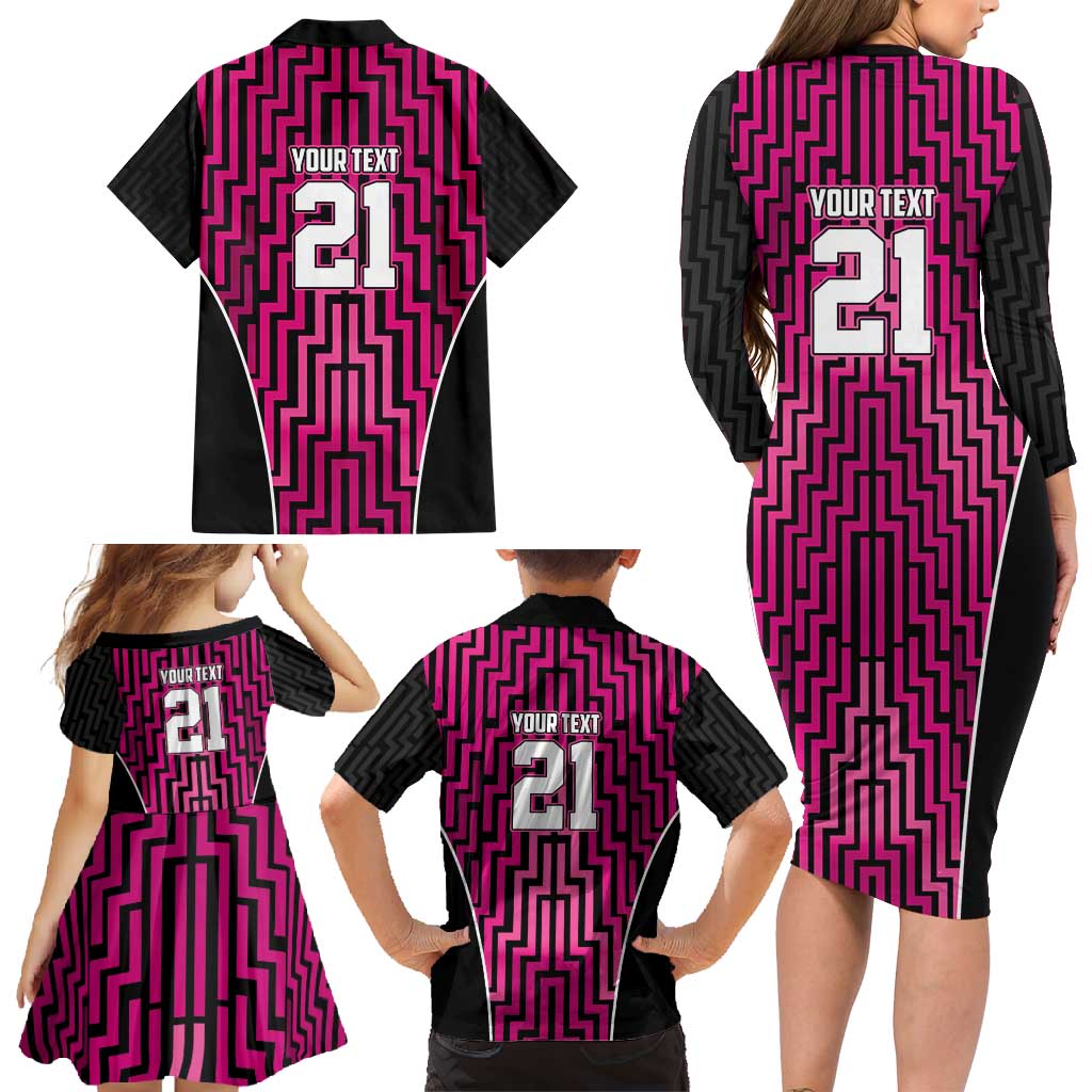 Custom Basketball New Zealand Family Matching Long Sleeve Bodycon Dress and Hawaiian Shirt Pink Maori Ta Moko Indigenous - Aussie Hoodie