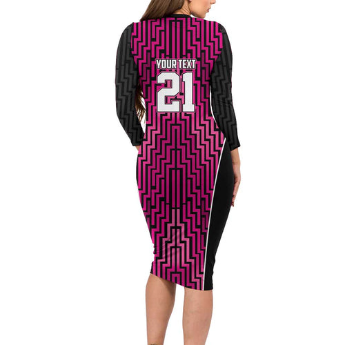 Custom Basketball New Zealand Family Matching Long Sleeve Bodycon Dress and Hawaiian Shirt Pink Maori Ta Moko Indigenous - Aussie Hoodie