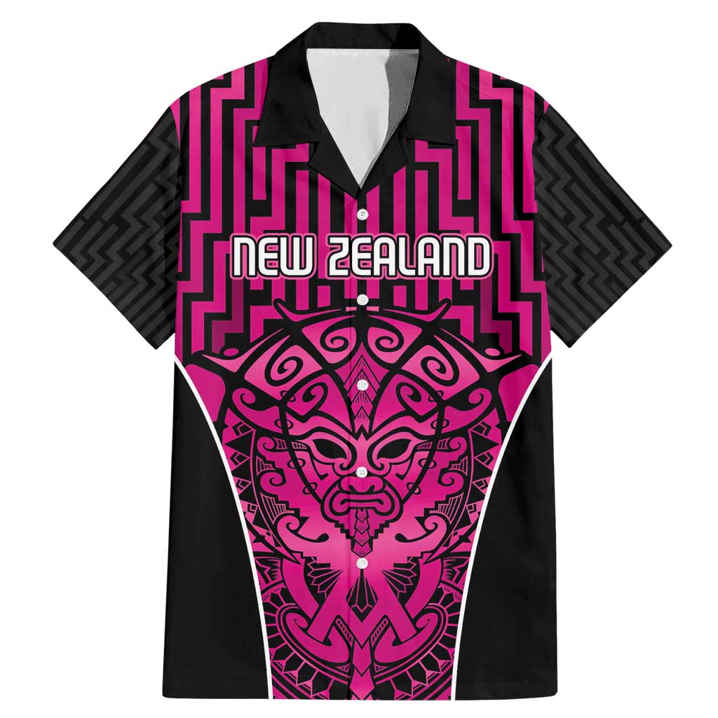Custom Basketball New Zealand Family Matching Mermaid Dress and Hawaiian Shirt Pink Maori Ta Moko Indigenous - Aussie Hoodie