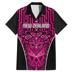 Custom Basketball New Zealand Family Matching Mermaid Dress and Hawaiian Shirt Pink Maori Ta Moko Indigenous - Aussie Hoodie