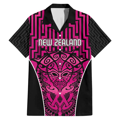 Custom Basketball New Zealand Family Matching Mermaid Dress and Hawaiian Shirt Pink Maori Ta Moko Indigenous - Aussie Hoodie