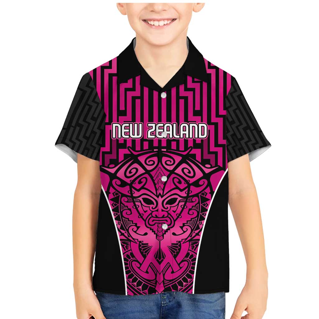 Custom Basketball New Zealand Family Matching Mermaid Dress and Hawaiian Shirt Pink Maori Ta Moko Indigenous - Aussie Hoodie