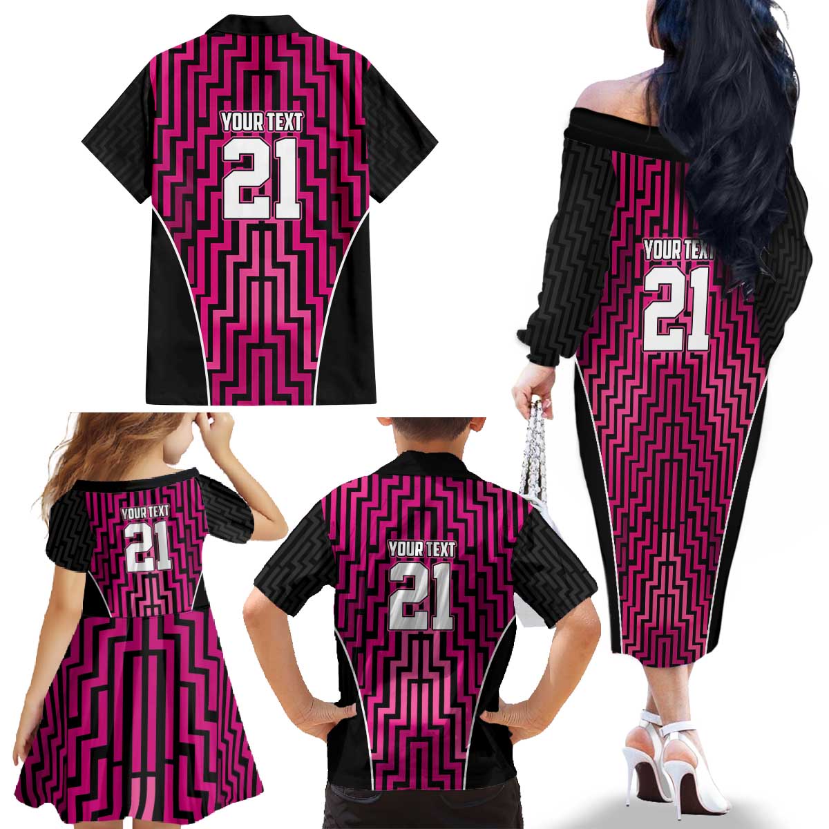 Custom Basketball New Zealand Family Matching Off The Shoulder Long Sleeve Dress and Hawaiian Shirt Pink Maori Ta Moko Indigenous - Aussie Hoodie